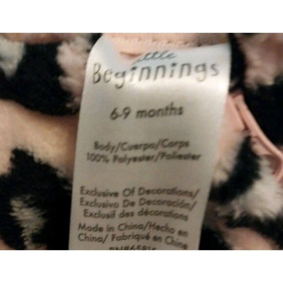 Little Beginnings Baby Girl SnowSuit 6-9M Animal Print Lightweight Soft Fleece - Picture 6 of 8